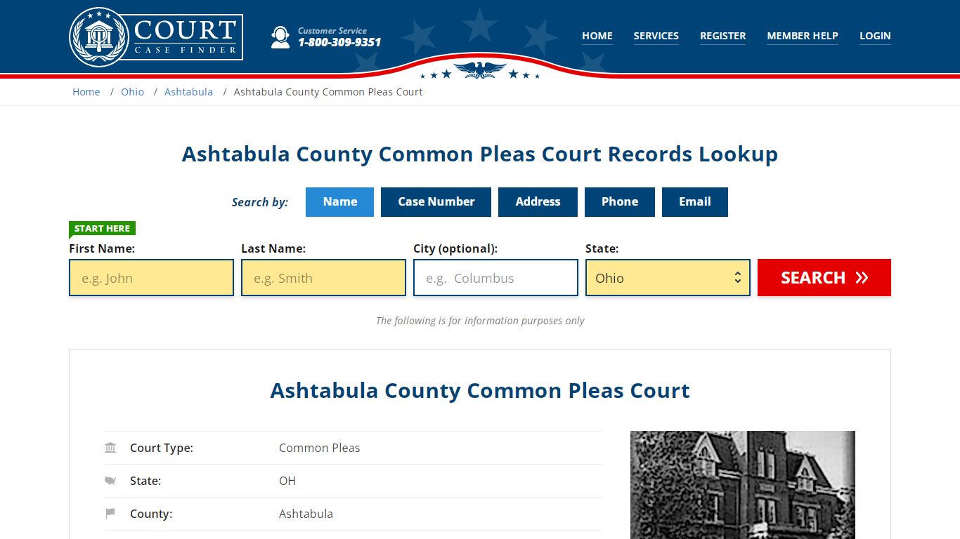 Ashtabula County Common Pleas Court Records Lookup