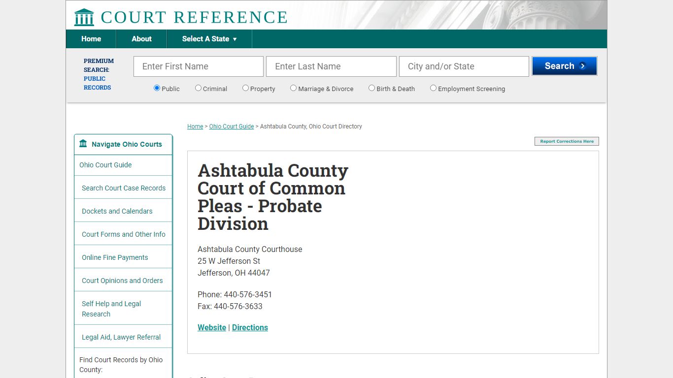 Ashtabula County Court of Common Pleas - Probate Division